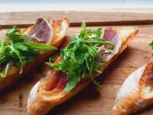 Duck Prosciutto Crostini