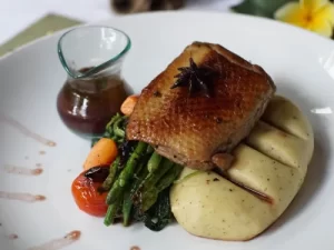 Sous vide confit duck