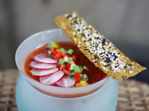 Tomato basil and mint gazpacho