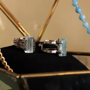 LL 2 Band Ring Aquamarine 9K